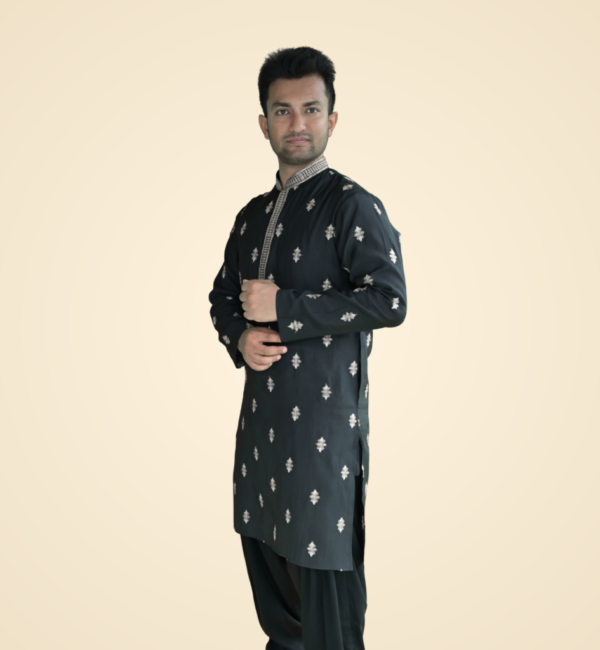 Black Spun Cotton Kurta