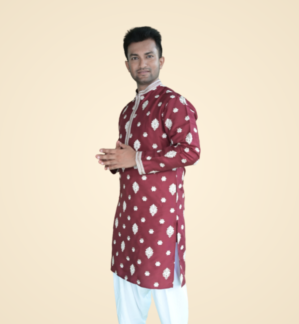 Cherry Marron Fine Cotton Silk Kurta