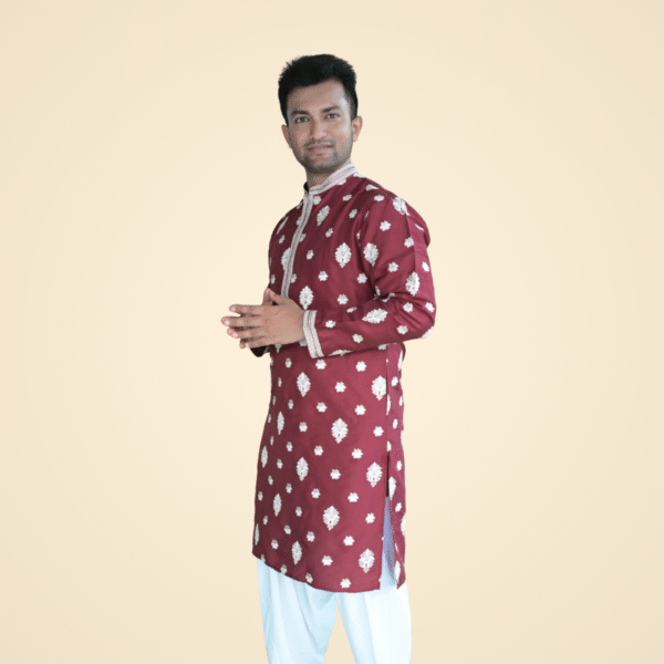 Cherry Marron Fine Cotton Silk Kurta
