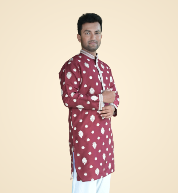 Cherry Marron Fine Cotton Silk Kurta