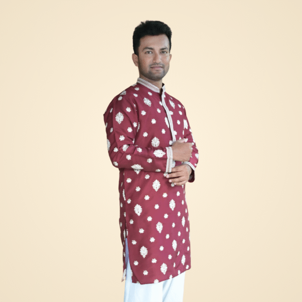 Cherry Marron Fine Cotton Silk Kurta