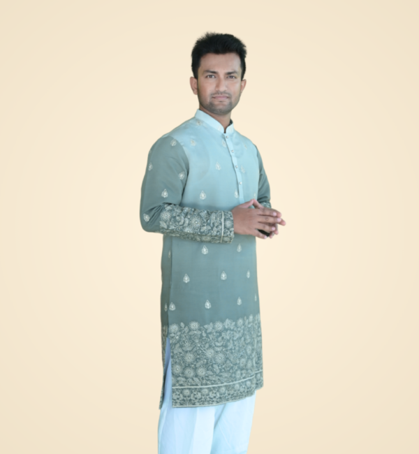 Hunter Green Dual Color Cotton Kurta with Border