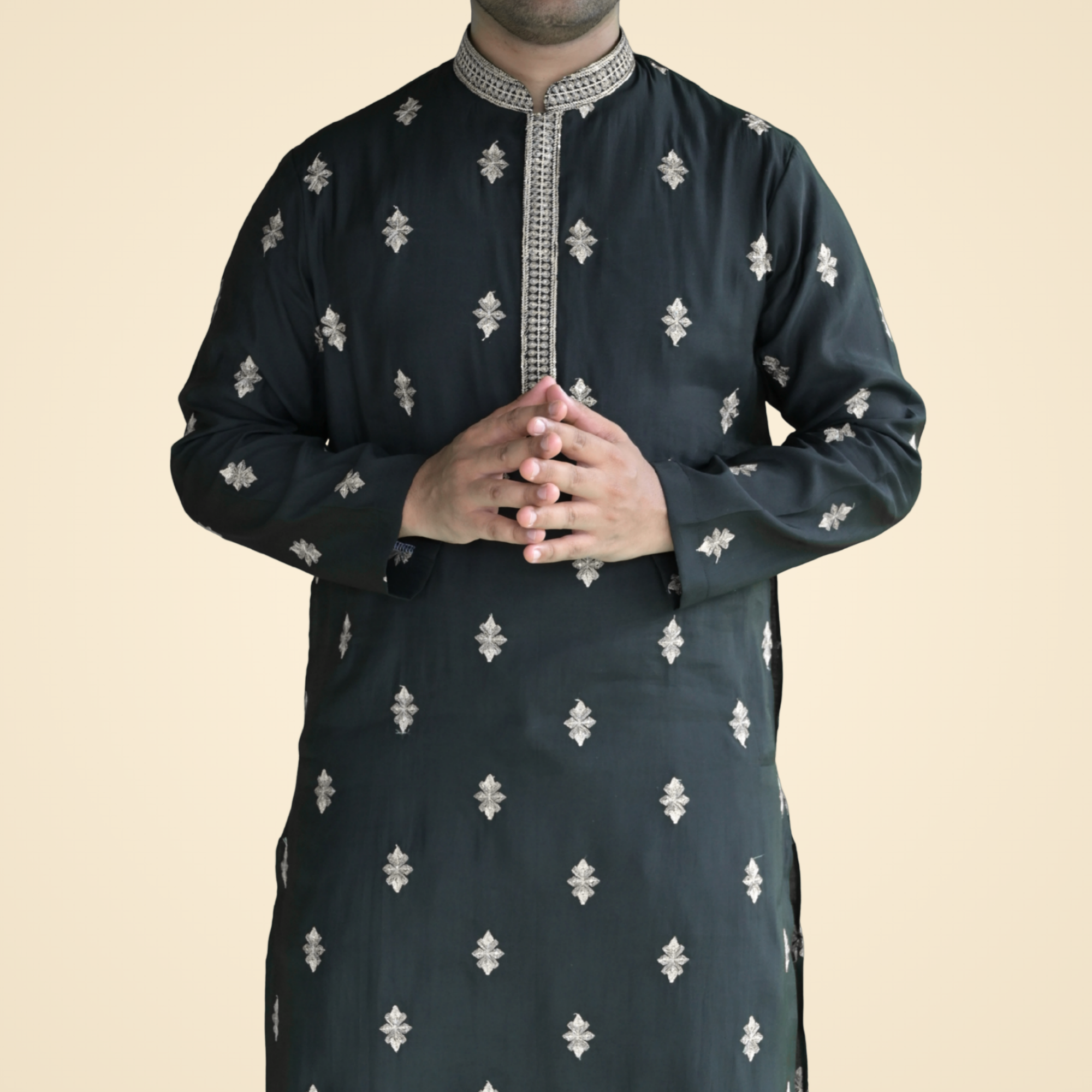 Black Spun Cotton Kurta - Image 2