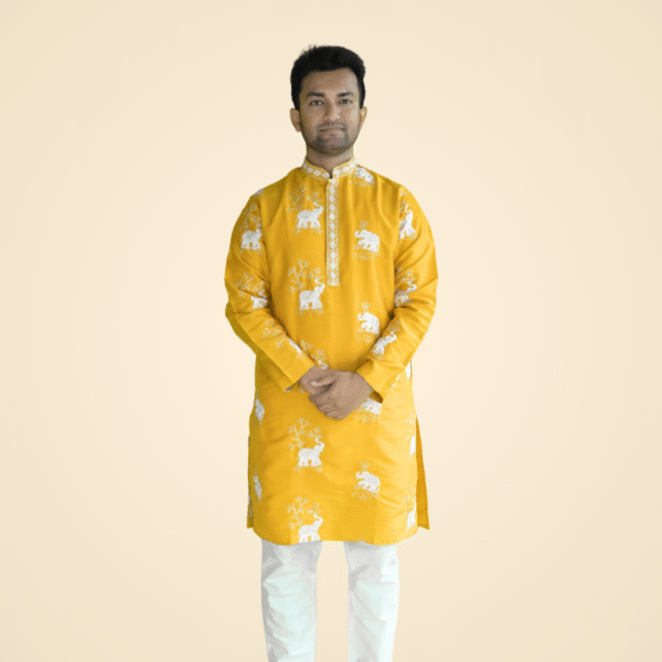3 Yellow Fine Cotton Silk Kurta
