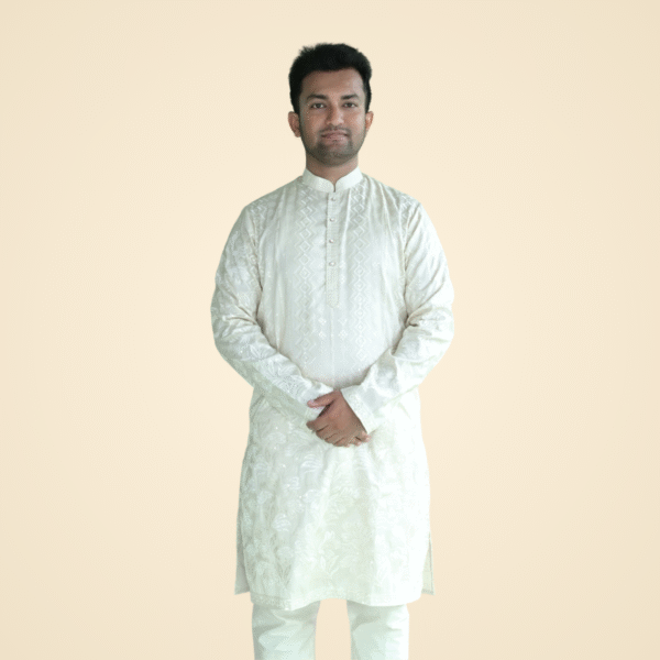 5 Off White Premium Spun Cotton Kurta with Border