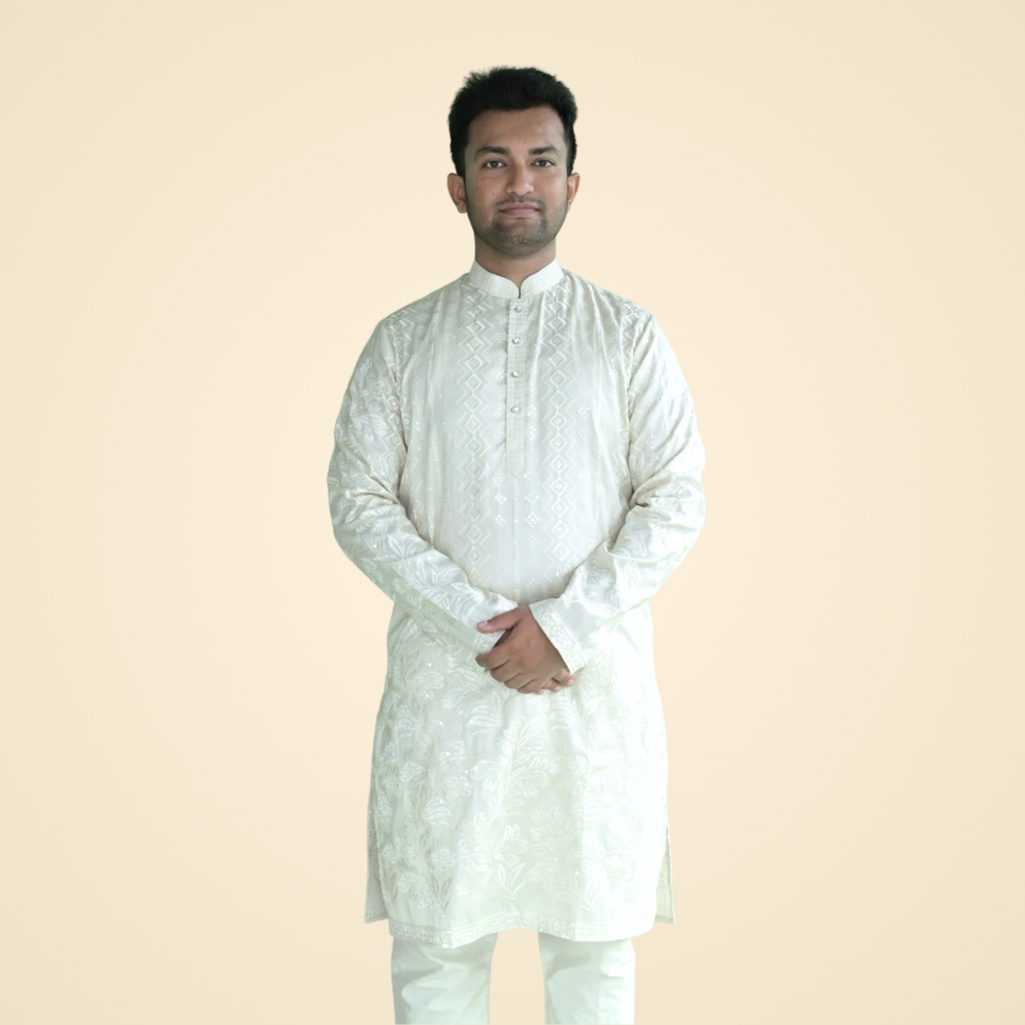 Off White Premium Spun Cotton Kurta with Border