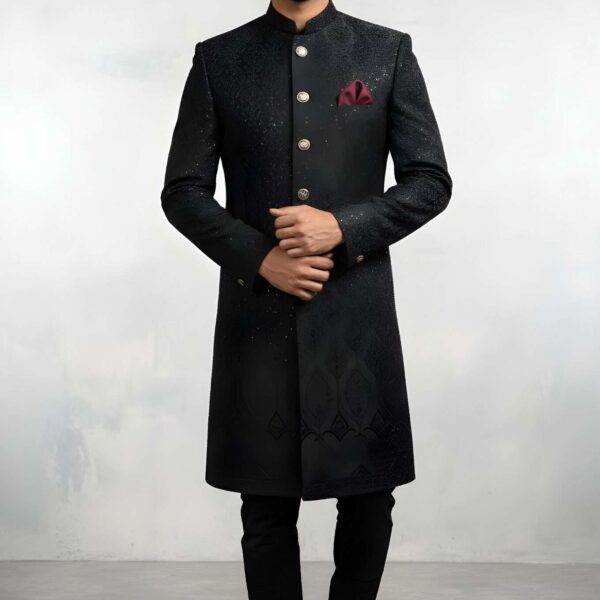 Black Embroidered Sherwani)