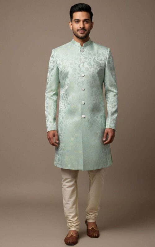 Indo-Western Sherwani Light Mint Green or Pistachio Green