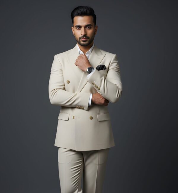 Elegant Beige Double-Breasted Suit