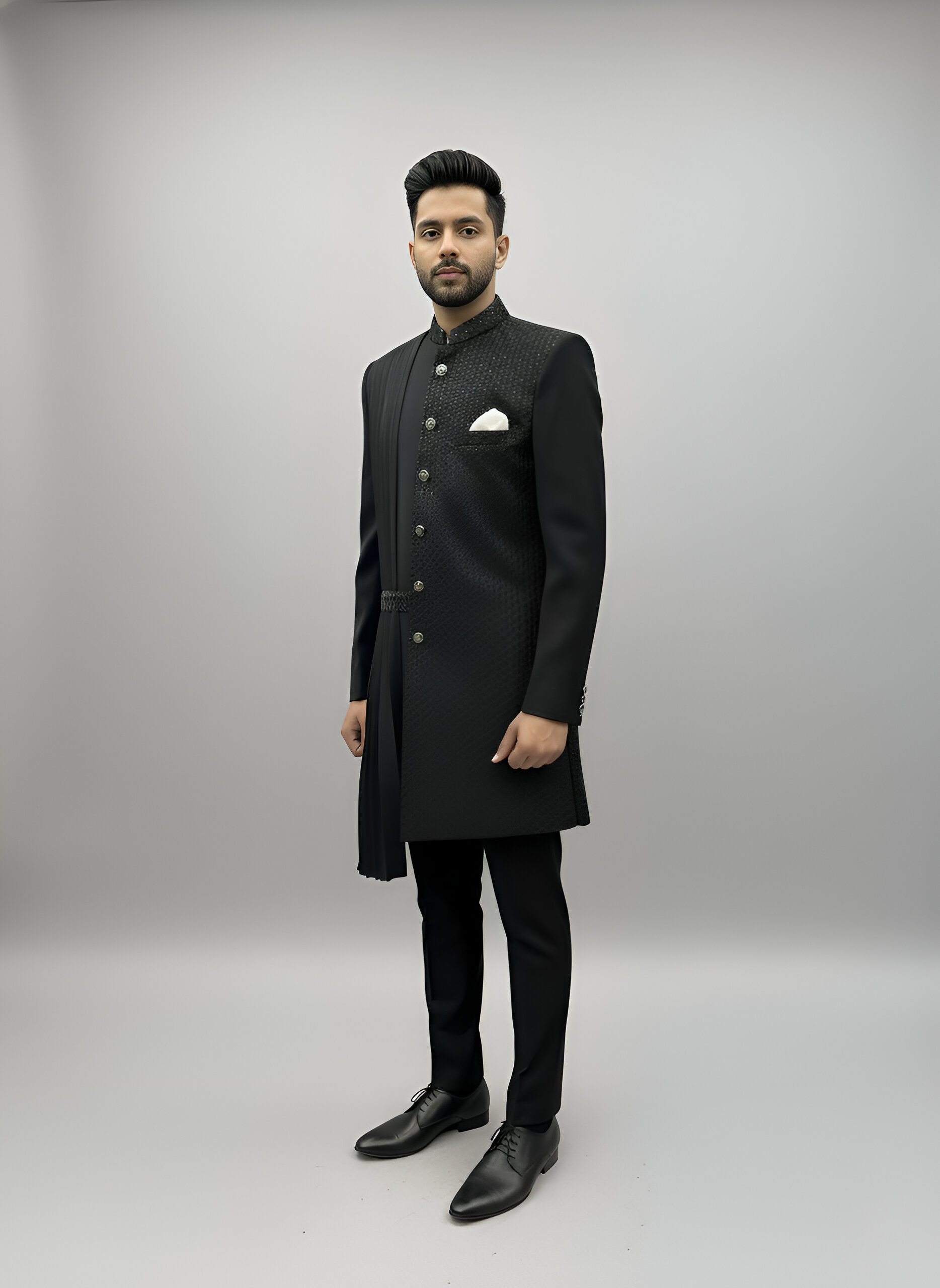 Modern Black Pleated Bandhga - Image 2