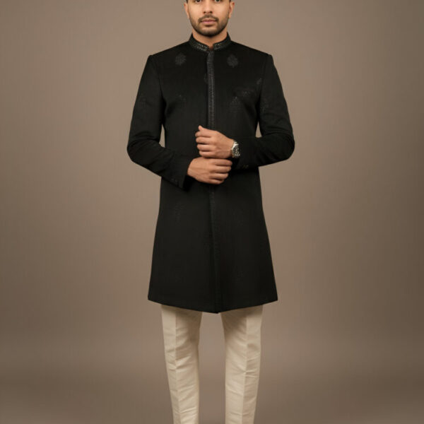 Regal Black Embroidered Bandhgala Kurta Set