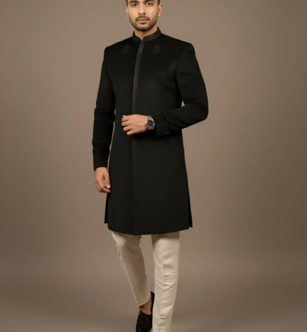 Black Velvet Thread Embroidery Indo-Western