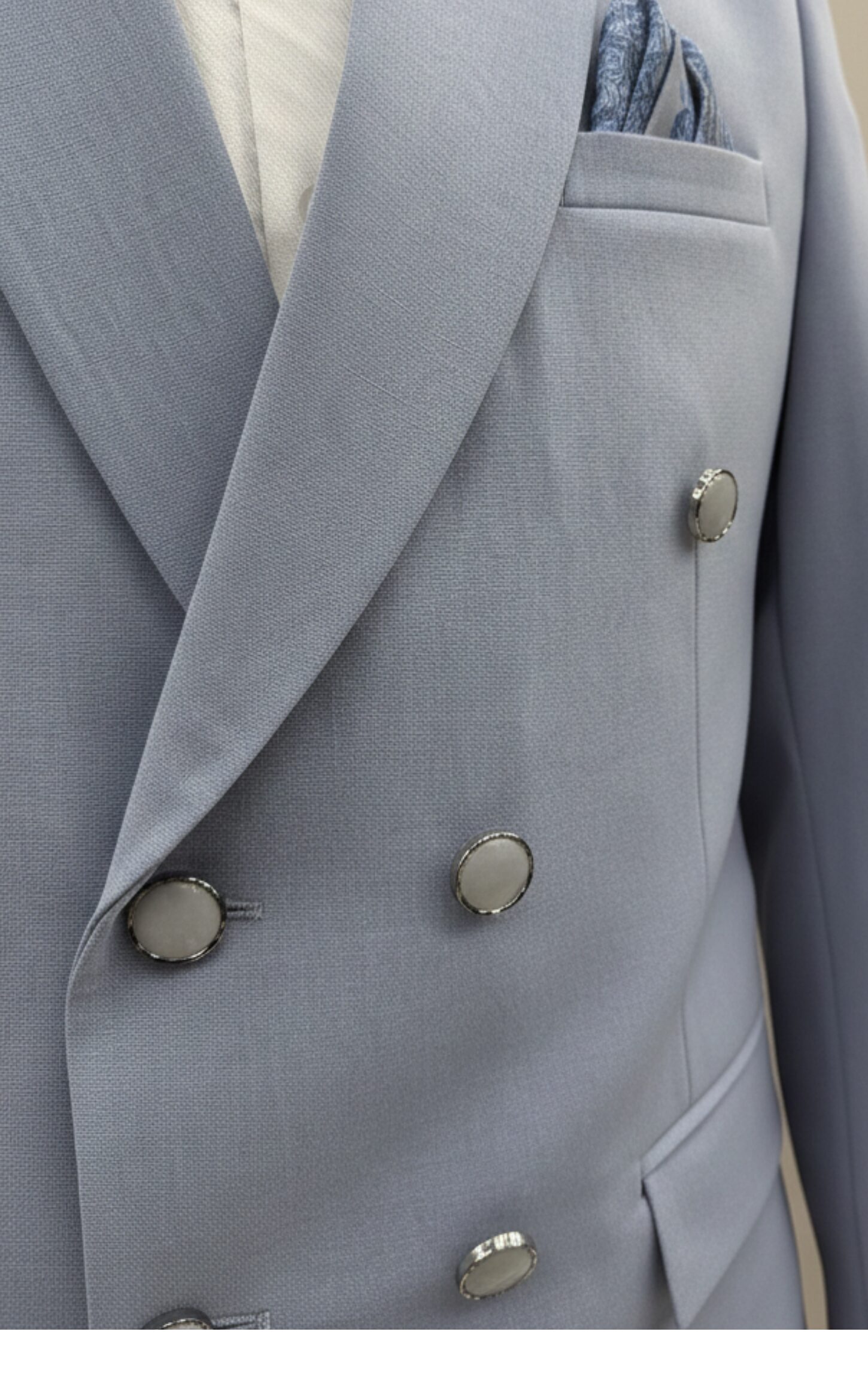 Sky Blue Japanese Double-Breasted Suit - Image 5