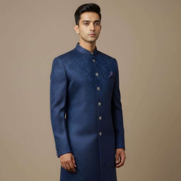 blue garment Sherwani