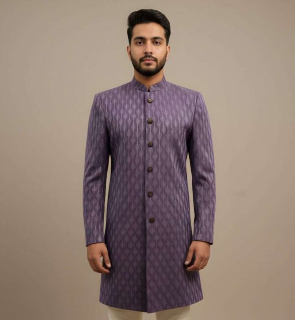 Purple Korean Fabric Thread Embroidery Indo-Western