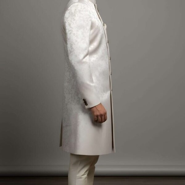 Off-White Floral Brocade Indo-Western