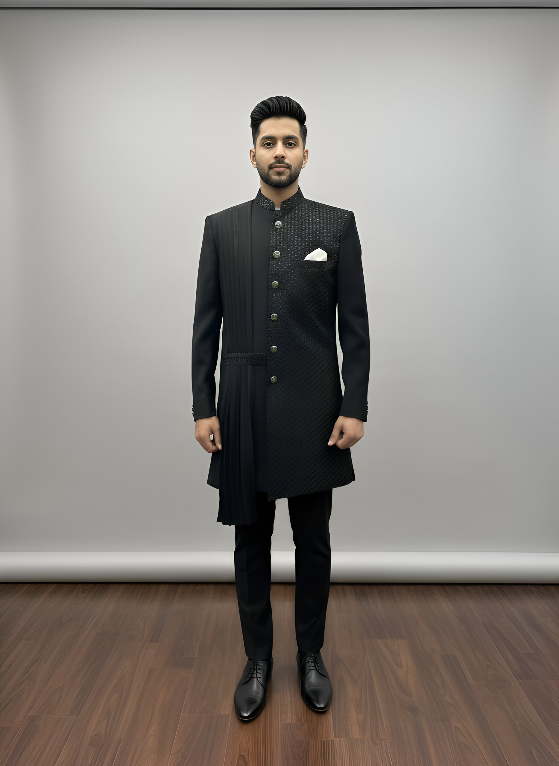 Modern Black Pleated Bandhga - Image 4