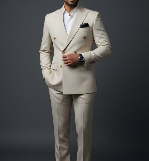 Elegant Beige Double-Breasted Suit