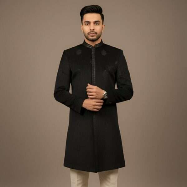 Black Velvet Thread Embroidery Indo-Western