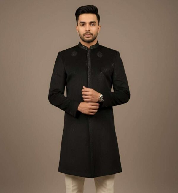 Black Velvet Thread Embroidery Indo-Western