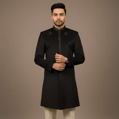 Black Velvet Thread Embroidery Indo-Western