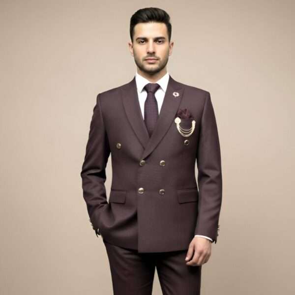 Luxury Maroon Double-Breasted Blazer