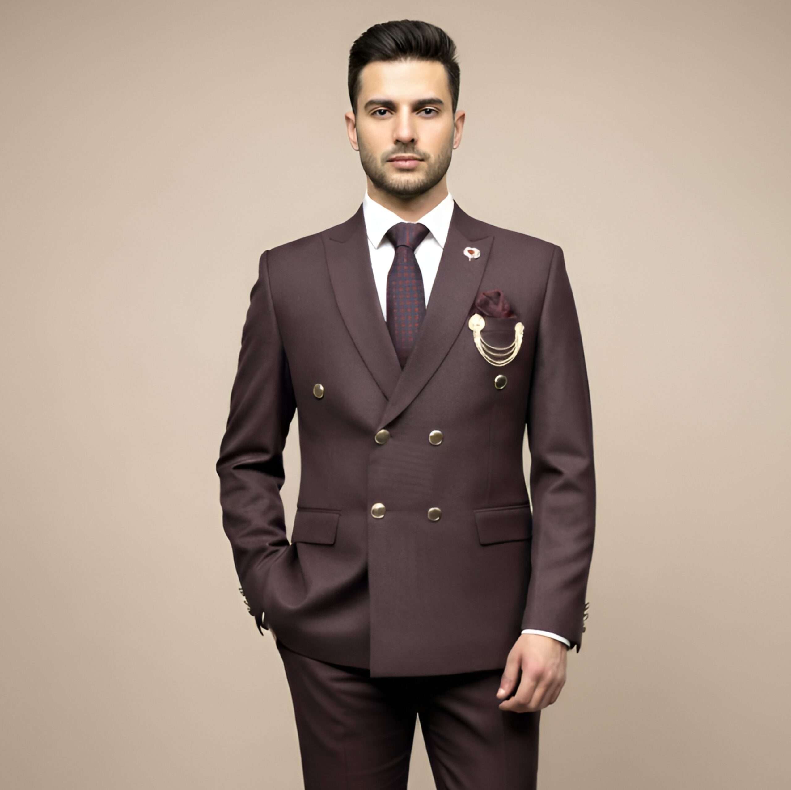 Luxury Maroon Double-Breasted Blazer