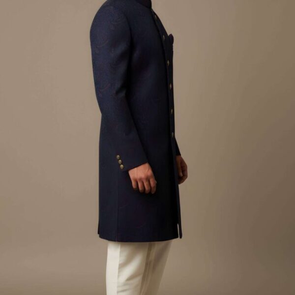 Deep Navy Floral Korean Fabric Indo-Western