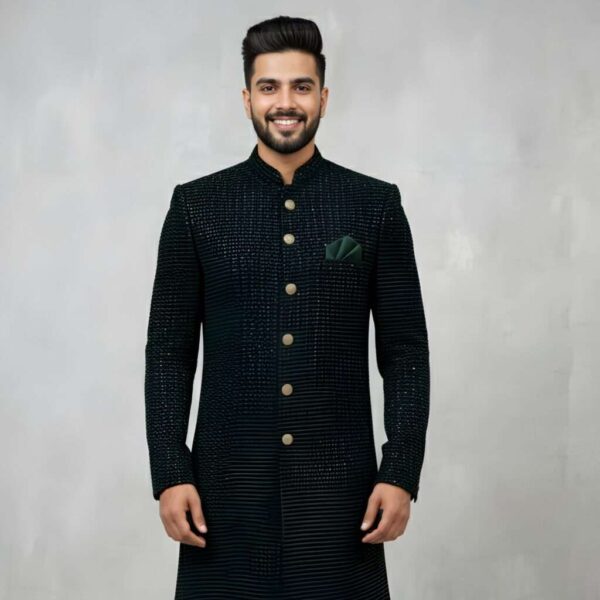 Deep Velvet Thread Embroidery Indo-Western