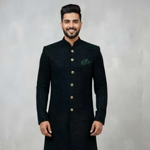 Deep Velvet Thread Embroidery Indo-Western