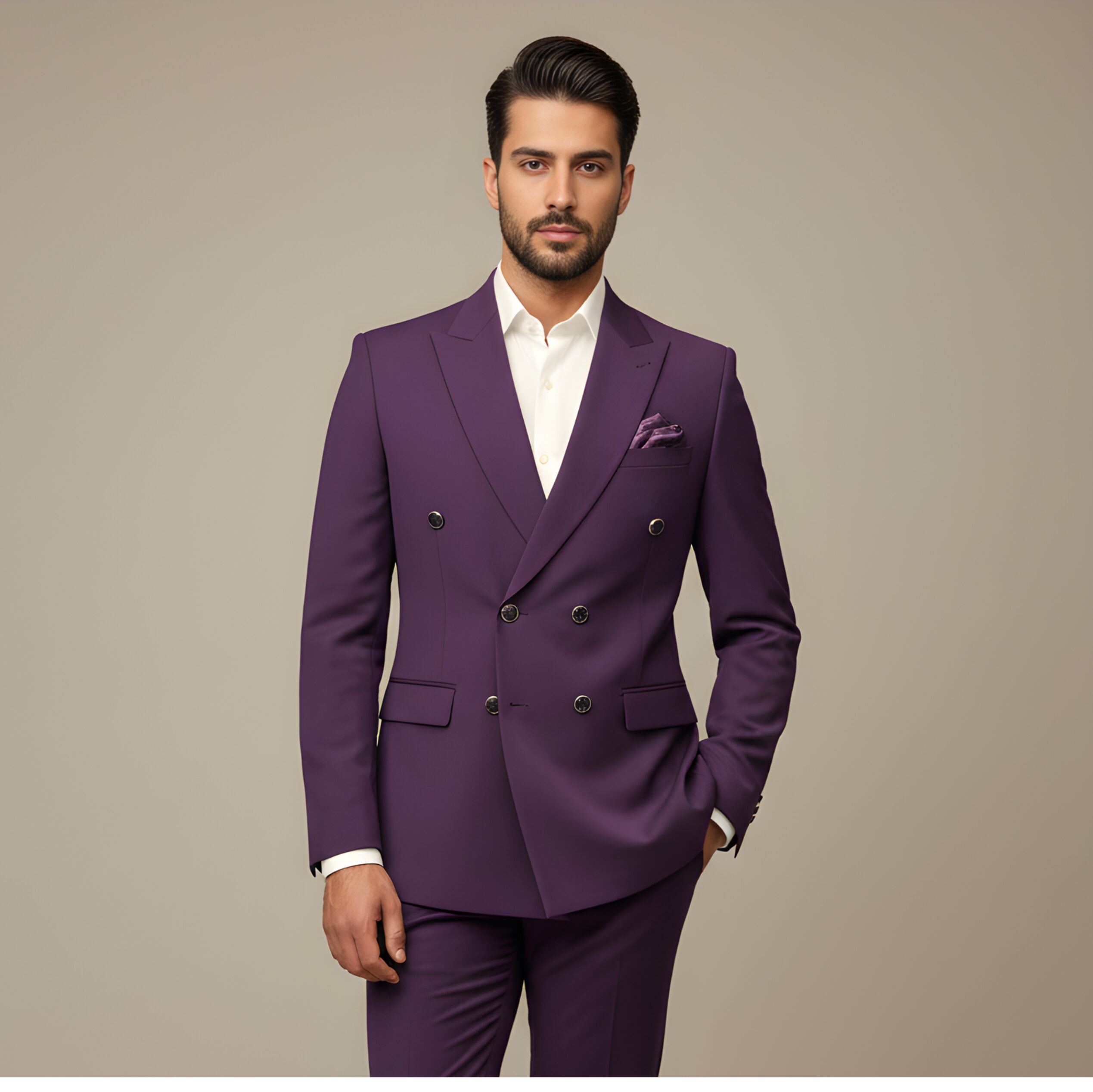 Bold Purple Double-Breasted Suit