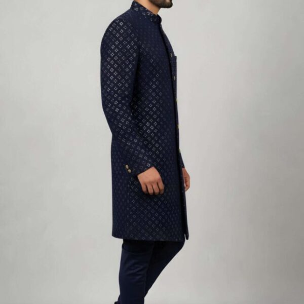 Navy Velvet Thread Sequins Indo-Western