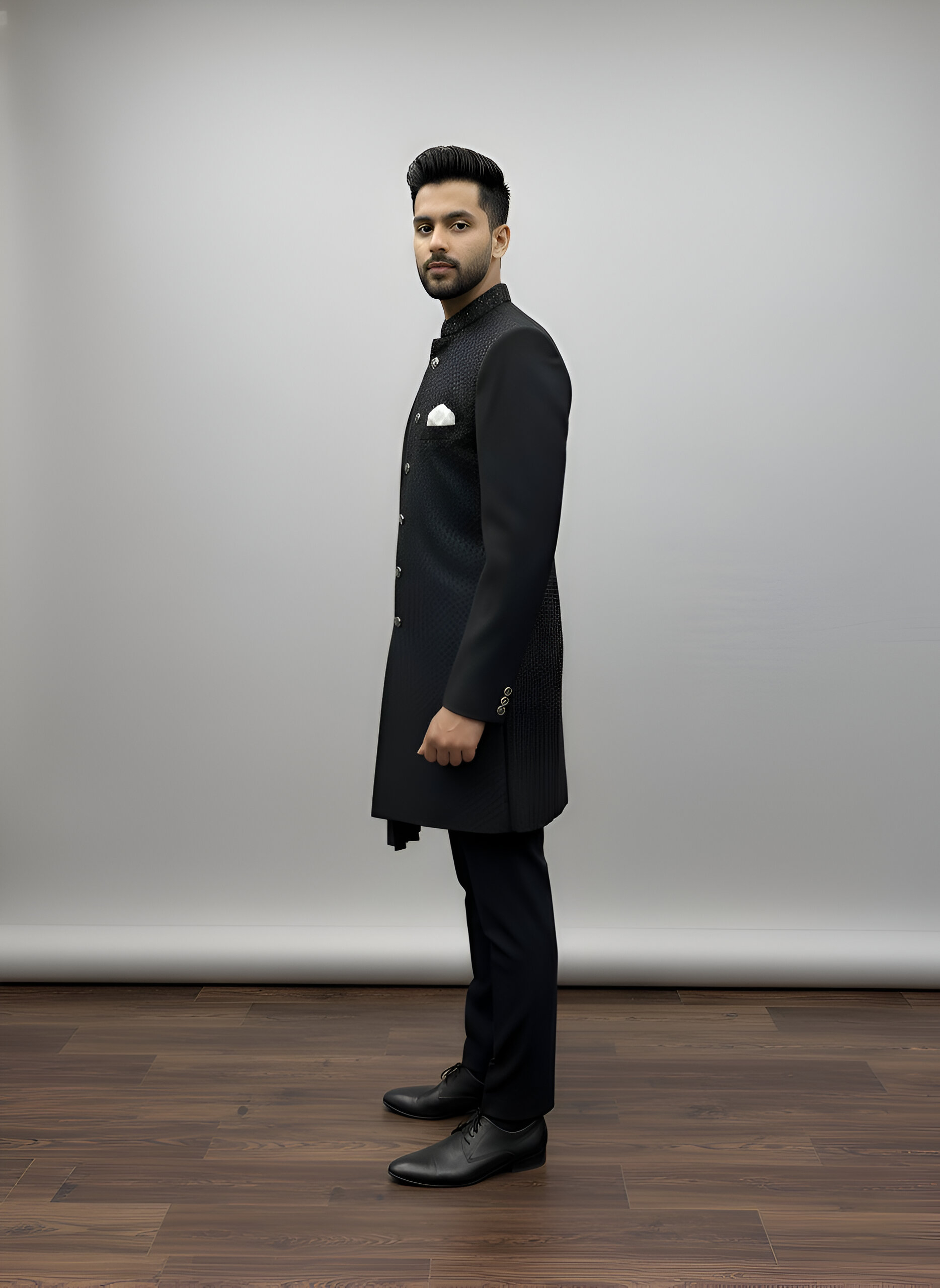 Modern Black Pleated Bandhga - Image 3