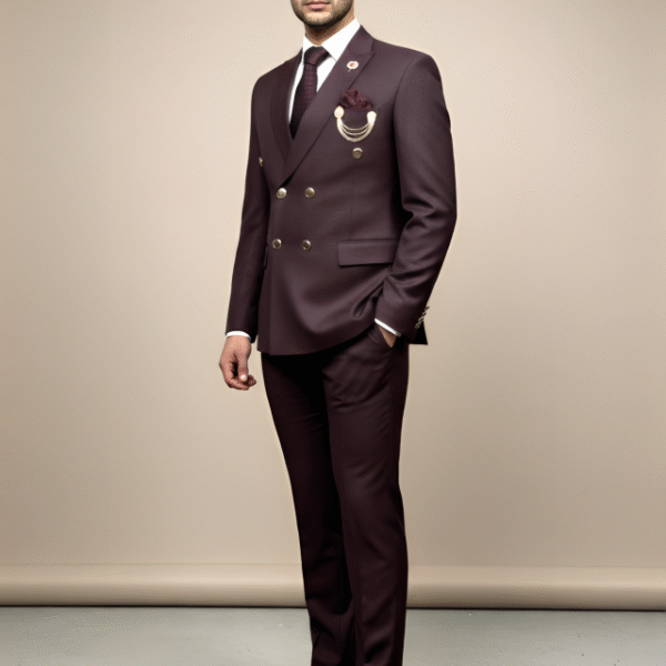 Luxury Maroon Double-Breasted Blazer