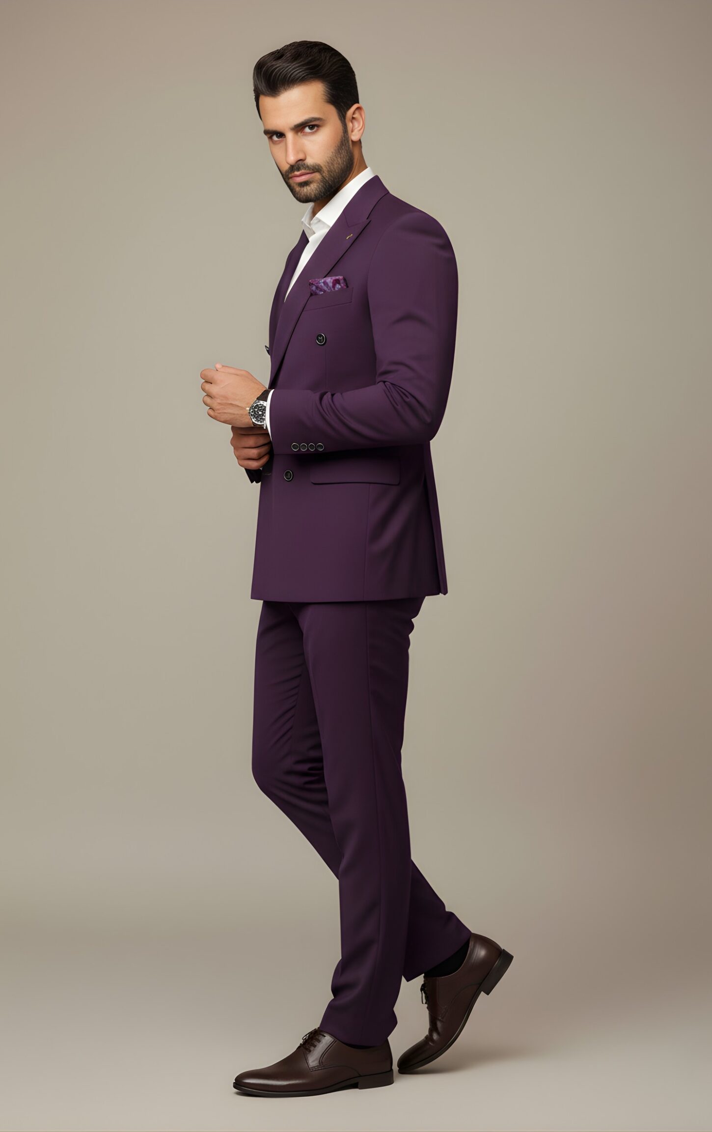 Bold Purple Double-Breasted Suit - Image 5