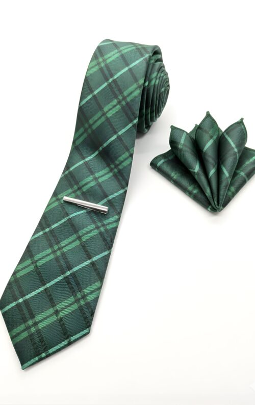Green Plaid/Tartan Men's Tie Set