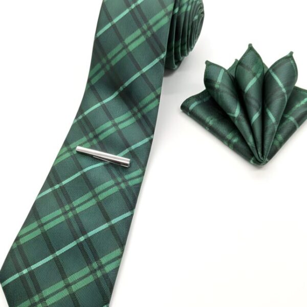 Green Plaid/Tartan Men's Tie Set