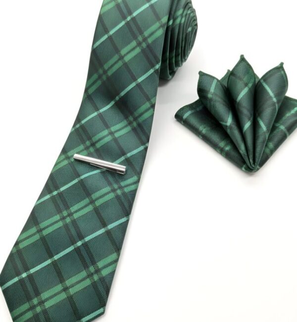 Green Plaid/Tartan Men's Tie Set