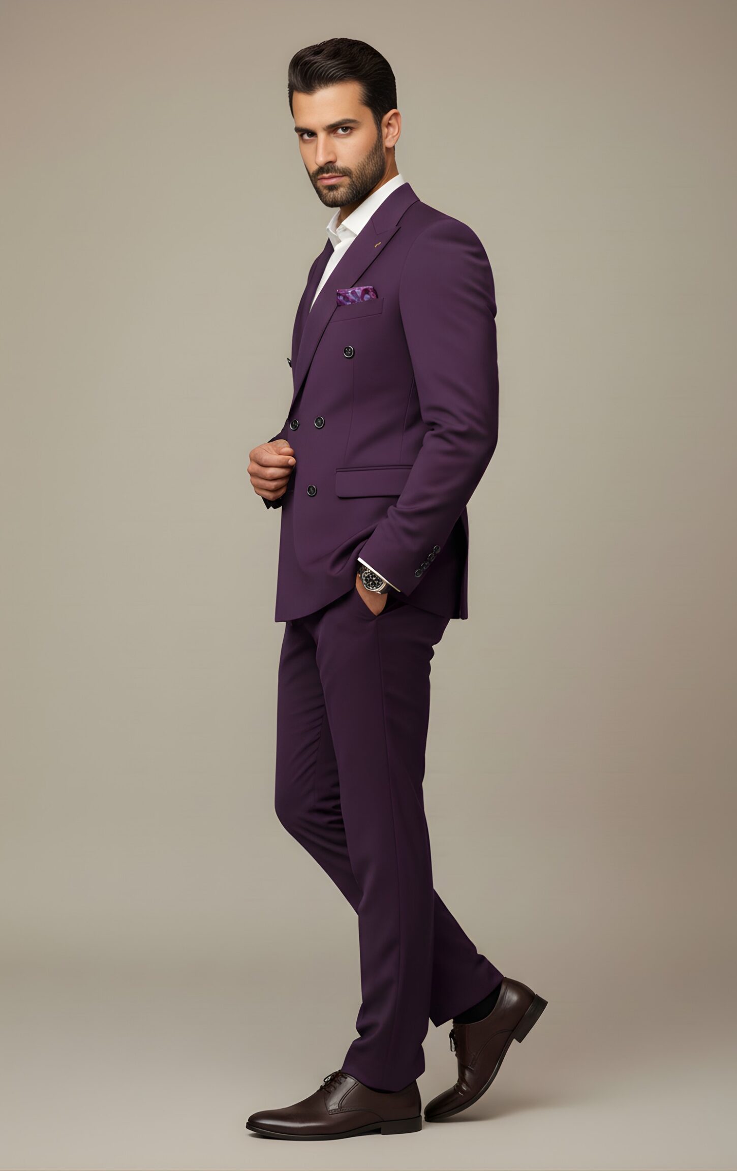 Bold Purple Double-Breasted Suit - Image 4