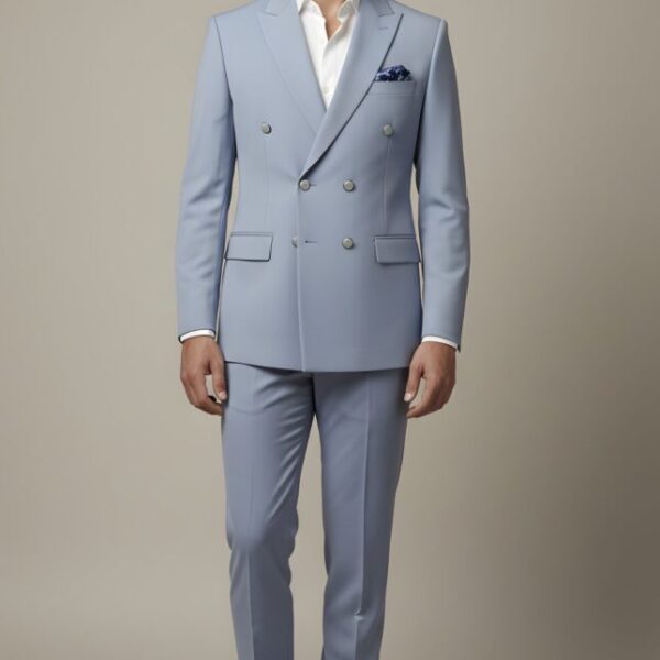 Sky Blue Japanese Double-Breasted Suit