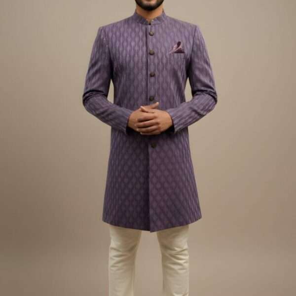 Purple Korean Fabric Thread Embroidery Indo-Western