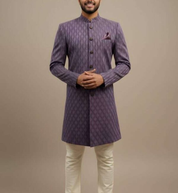 Purple Korean Fabric Thread Embroidery Indo-Western