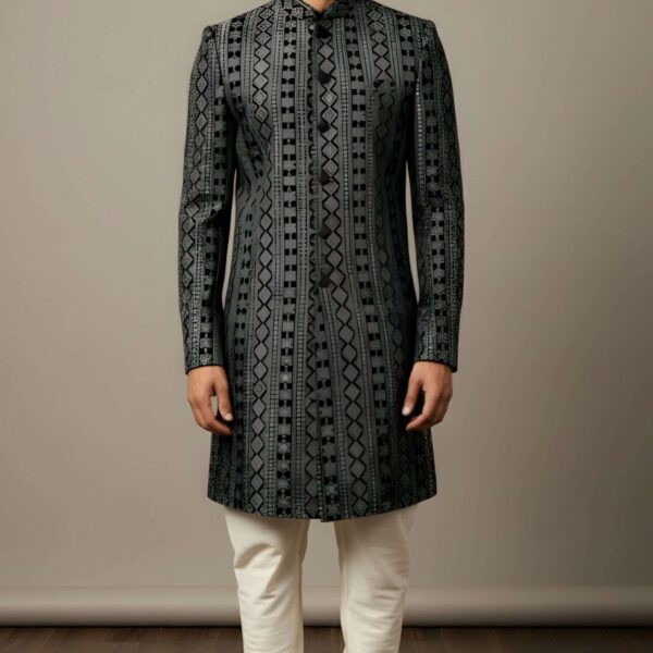 Black and Silver Sherwani