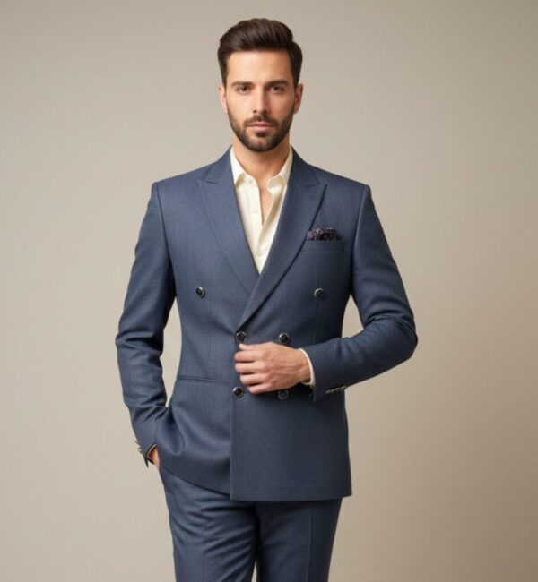 Stylish Blue Double-Breasted Suit