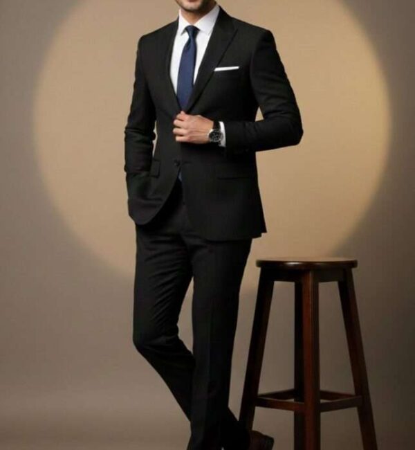 Custom Tailored Absolute Jet Black Luxury Formal Suit