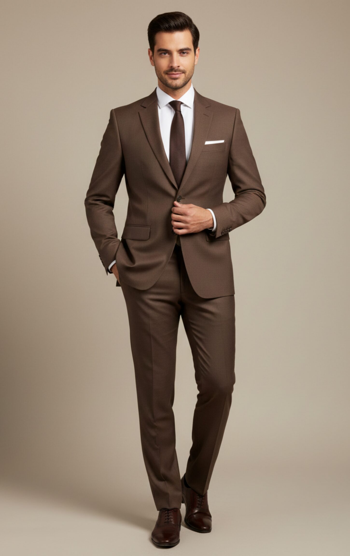 Custom Tailored Warm Cocoa Brown Premium Formal Suit - Image 2