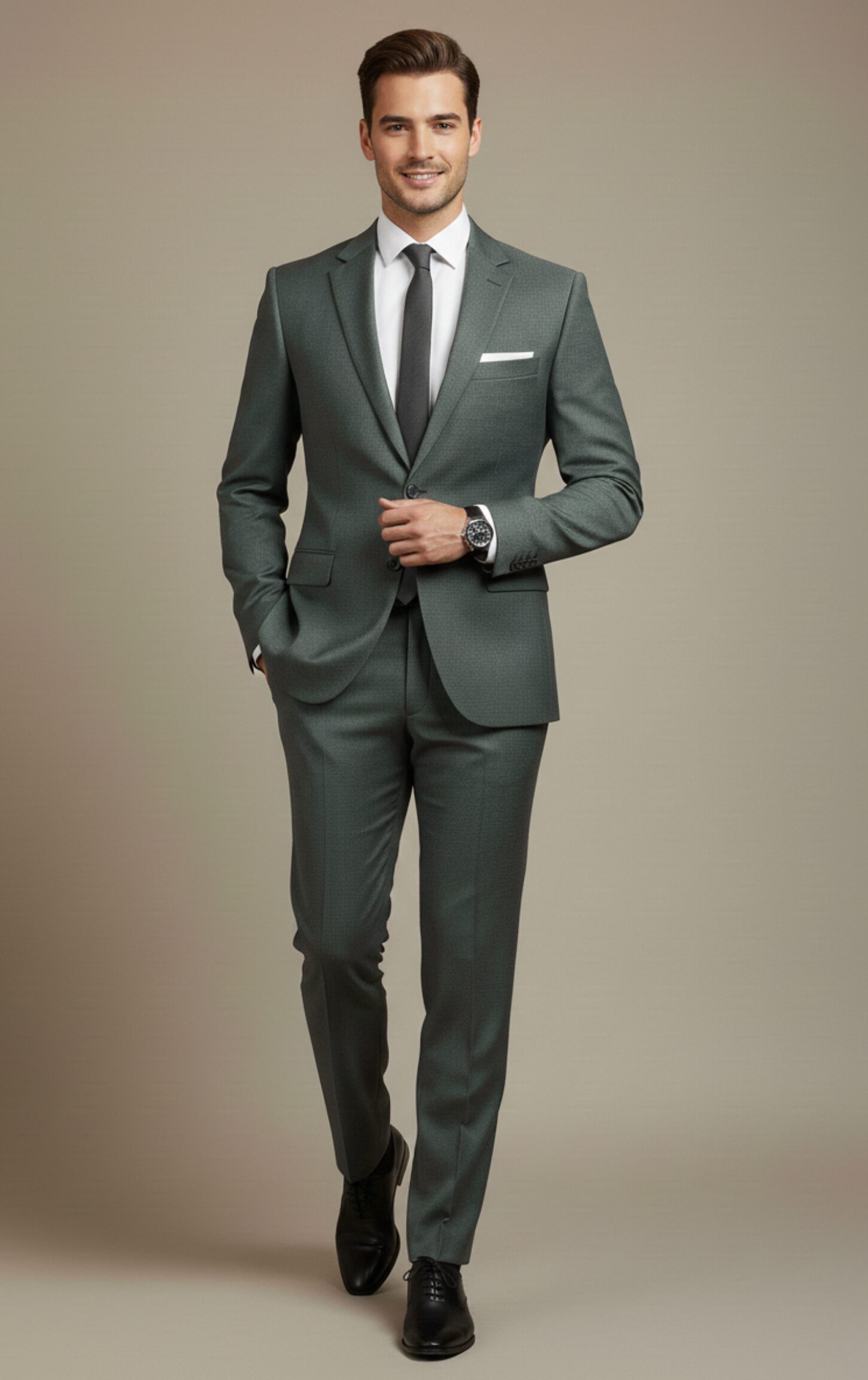 Custom Tailored Sage Green Premium Formal Suit - Image 2