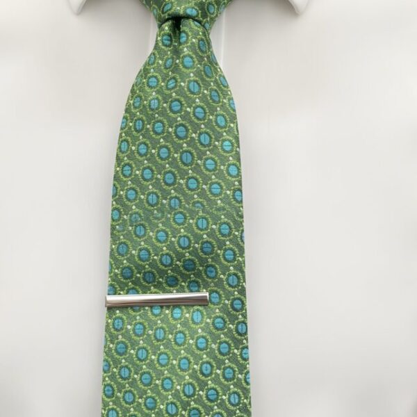 Olive Green and Blue Geometric Tie Set