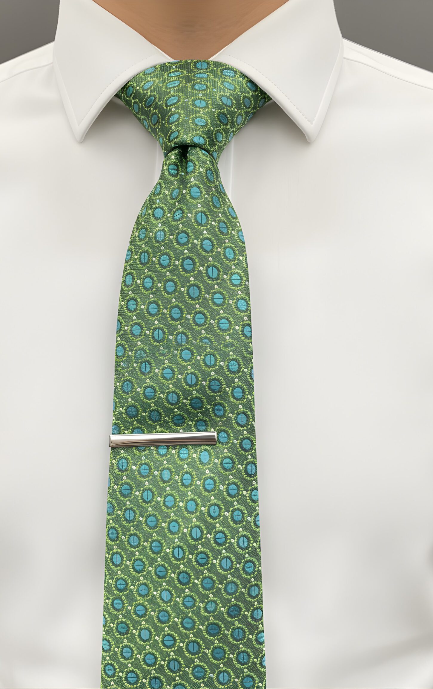 Olive Green and Blue Geometric Tie Set - Image 2