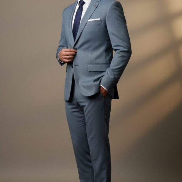 Custom Tailored Cool Slate Blue Premium Formal Suit